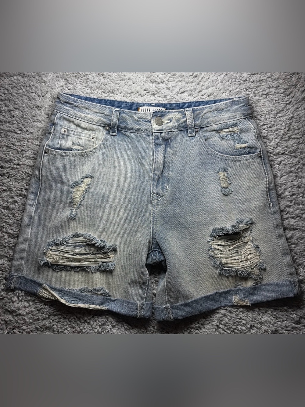 BLANK PAIGE Shorts Womens Small Distressed Light Wash Cuffed High Casual BD188-C